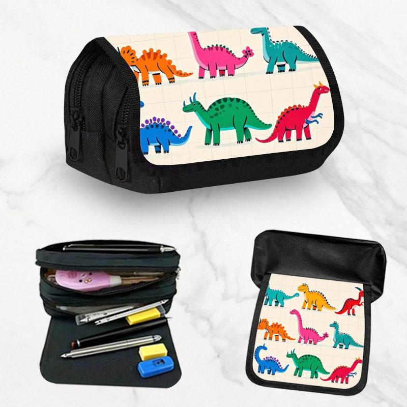 Colorful Dinosaur Cartoon Design - Spacious Pencil Case, High Capacity Storage Bag, Organizer for Stationery, Large Pencil Pouch, Pen Case Supplies fo
