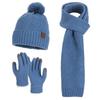 Winter Korean Style Fashion Knitted Wool Hat for Women Warm Hat Scarf and Gloves Three-Piece Set with Ear Protection Beanie