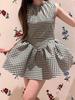 Dámské preppy kostkované minišaty bez rukávů - Zeštíhlující design s nadýchanou sukní na léto