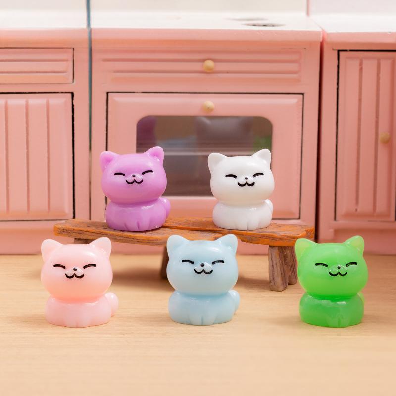 Mikro-Landschafts-Harz-Ornament, Cartoon-süße kleine orange Katze, Tier-Ornament, Desktop-Auto-Kätzchen-Ornament, Zubehör