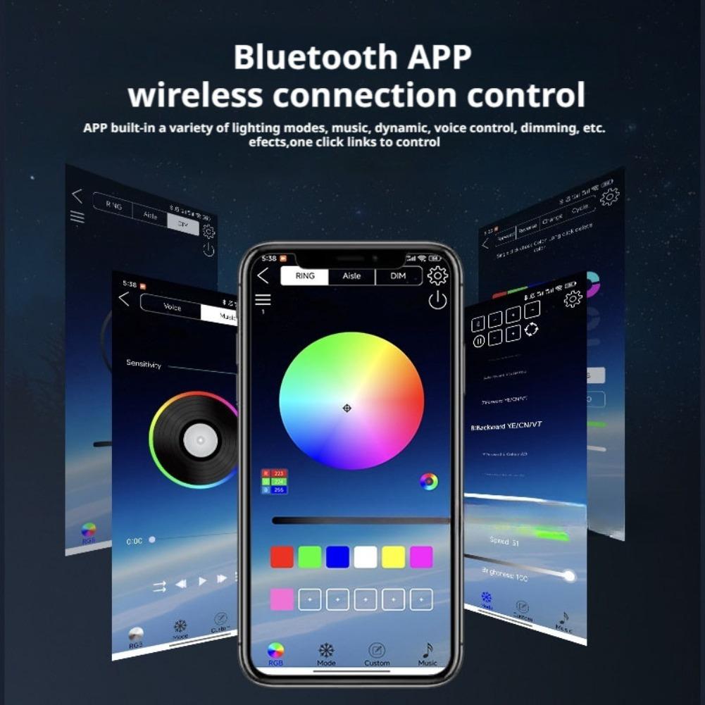 2PCS 2.5" 3" LED Angel Eyes Shrouds 5D Crystal DRL Covers With Scan Function Adjust Brightness App control Car Accessories