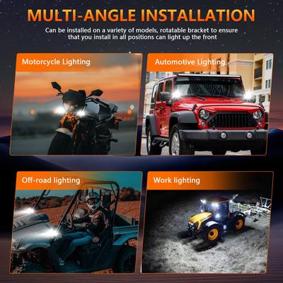 Motorrad LED Zusatz-Nebelscheinwerfer, 2 Stück 120W 12000LM 6 Beleuchtungsmodi Wasserdichte Zusatzscheinwerfer