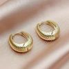 Ridged Chunky Huggie Hoop Earrings for Women Minimalist Jewelry