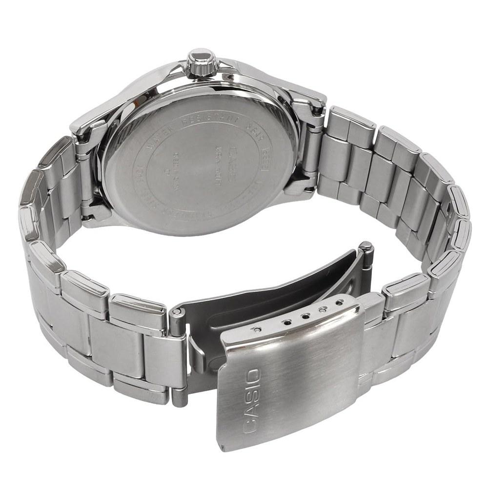 Casio MTP-1381D-1AV Analog Quartz Men's Wristwatch Silver Metal Band Black