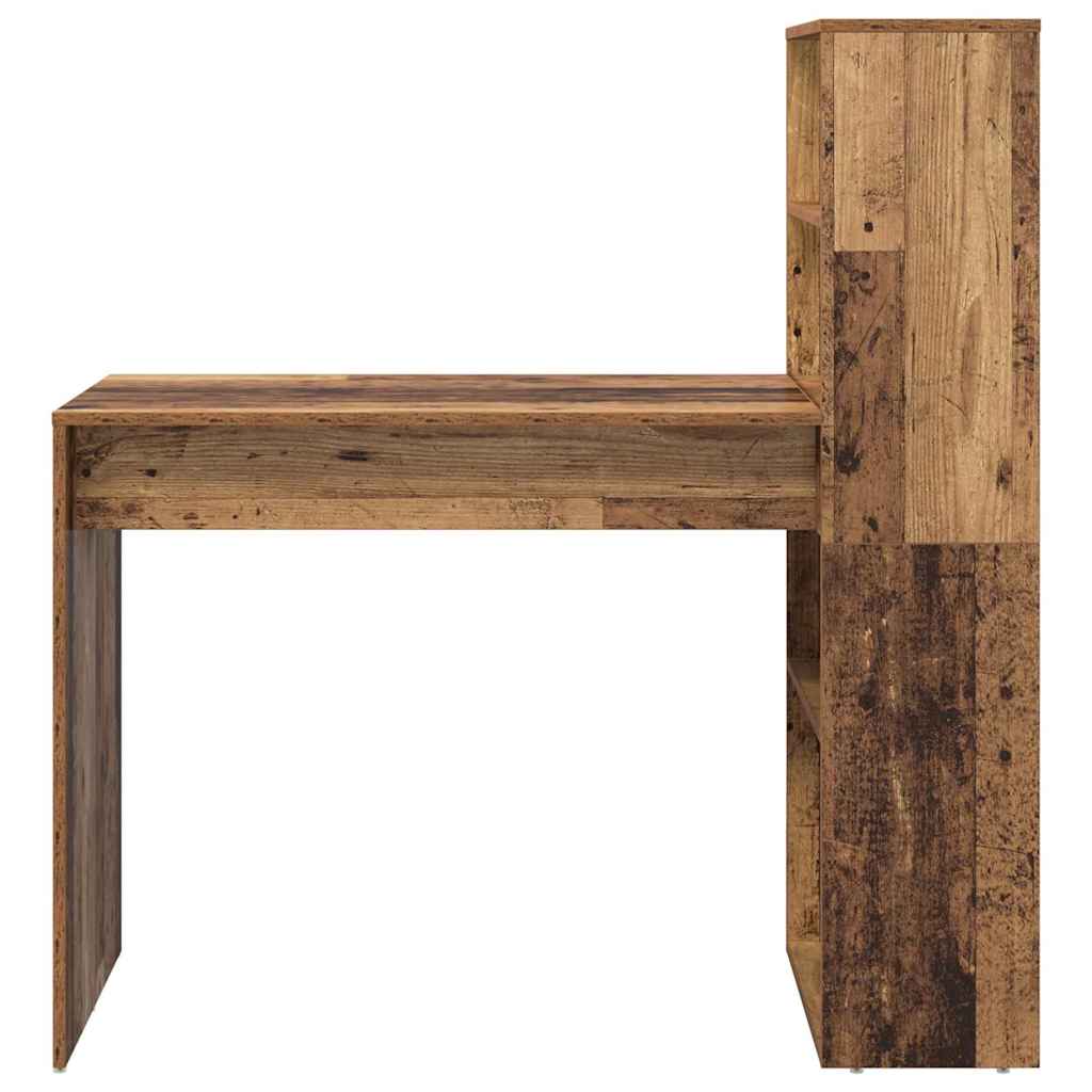Desk with Shelf Reclaimed Wood Look 113 x 54 x 120 cm Engineered Wood