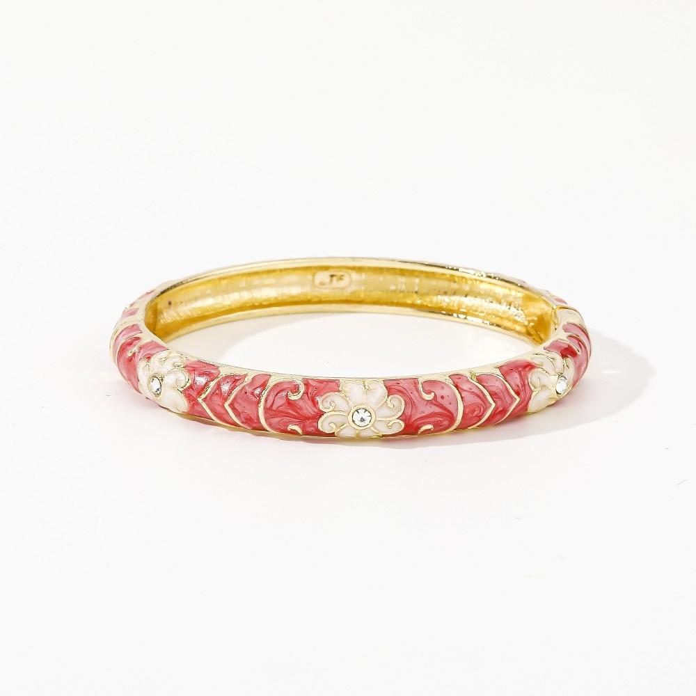 Enamel Vintage Cloisonne Bangle Big Floral Traditional Chinese Flower Bangle Classic Vintage Women's Hand Bracelet Jewelry Gifts