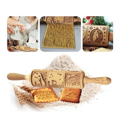 Mattarello di Natale con Motivo Mattarelli Rock Fiocco di Neve Alce Goffratura Cottura Biscotto Fondente Torta Rullo con Motivo