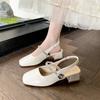 One Word with Square Head Thick Heel Bag Head Sandals Women's New Summer Wear Temperament Cool Slippers