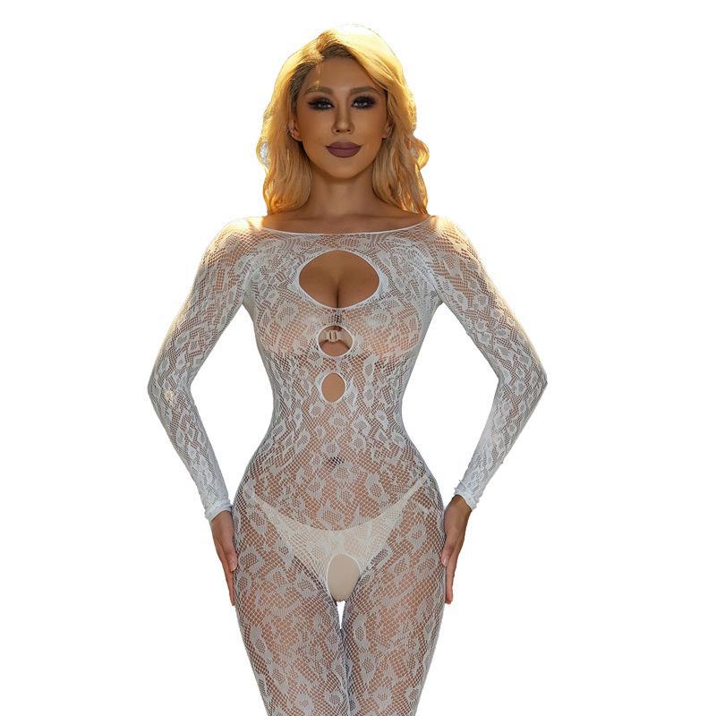Fluorescent Fishnet Stockings Sexy Bodysuit with Suspenders