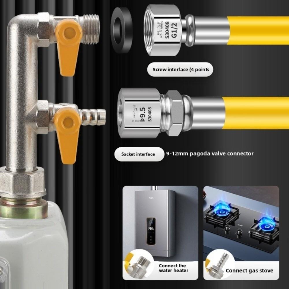 Explosion Proof Natural Gas Pipe 0.5/1/1.5/2/2.5m Flexible Steel Stove Gas Line Rodent Proof Armored Gas Dryer Hose Kit