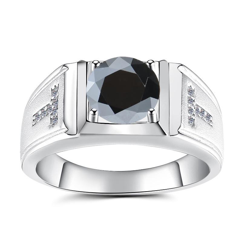 Men's GRA Moissanite Diamond Ring, PT950 Plated, S925 Sterling Silver, Simple Fashion Design.