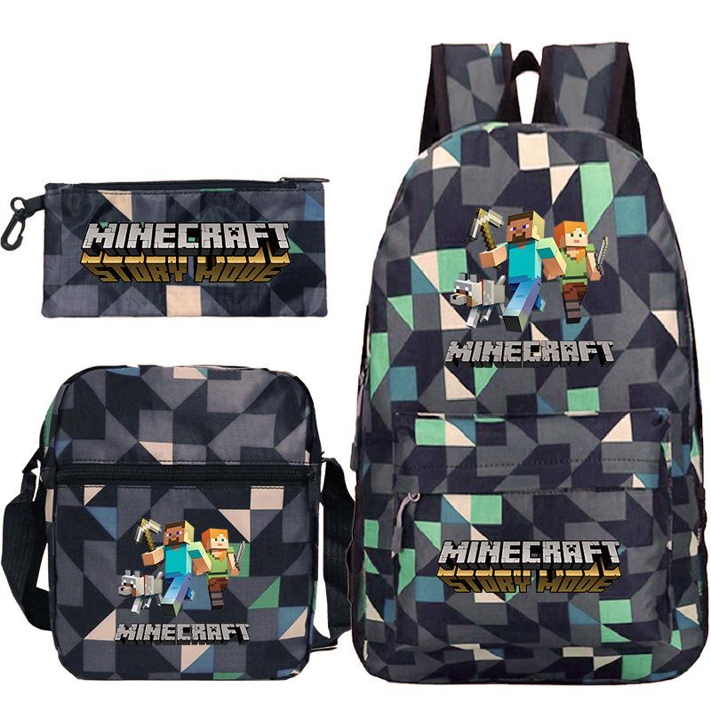 Game Merchandise Print Fashion Children'S Backpack Student Schoolbag Stationery Bag Messenger Bag Three-Piece Set