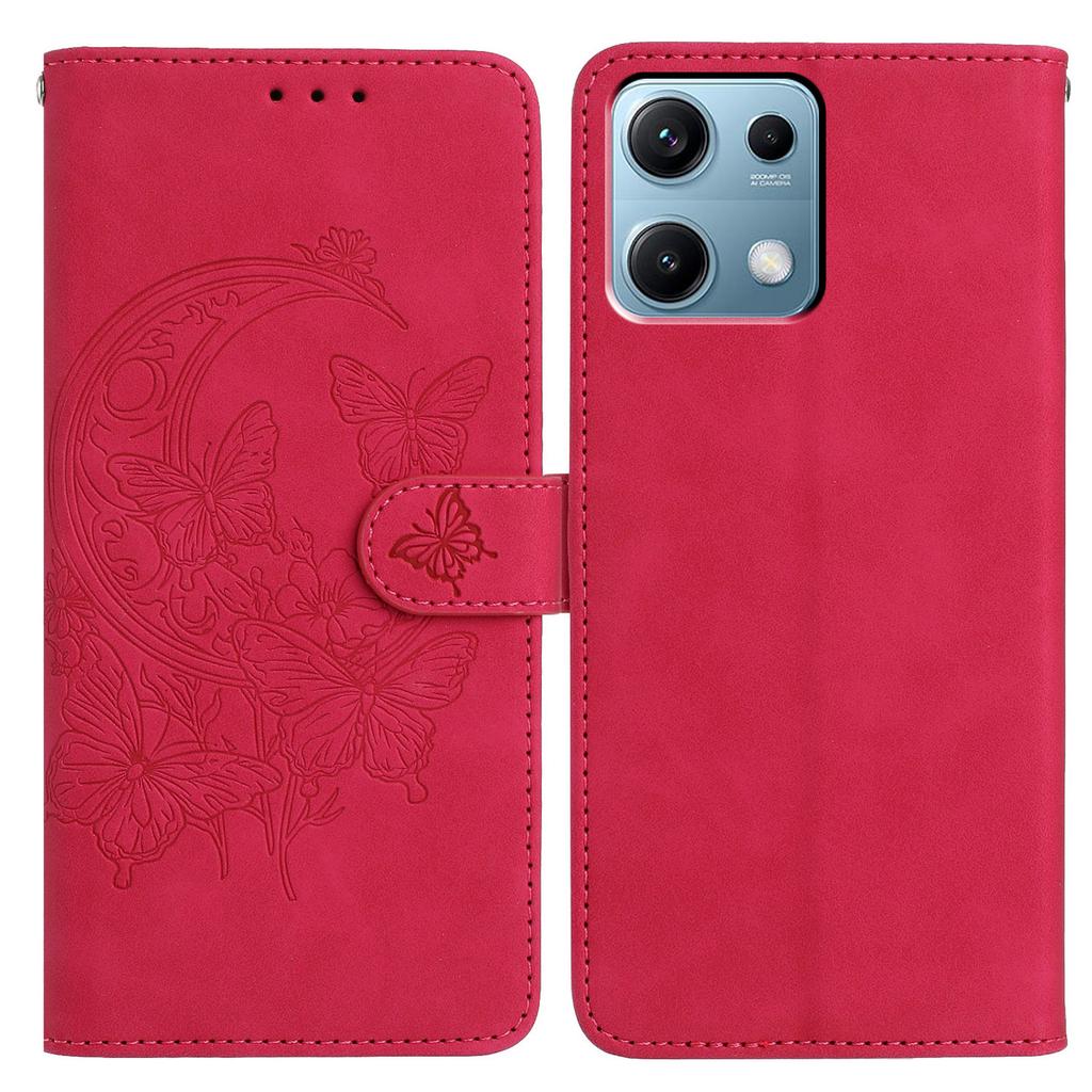 Für Xiaomi Redmi Note 14S 4G Hülle Schmetterlingsblumen-Prägung PU-Leder Geldbörse Ständer Handyhülle