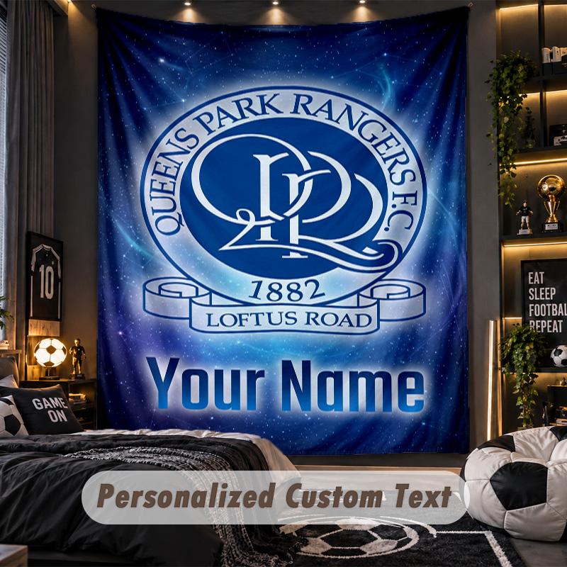 TapestryQueens Park Rangers FC Custom Name Text Personalized Wall Hanging Tapestry Home Wall Decor