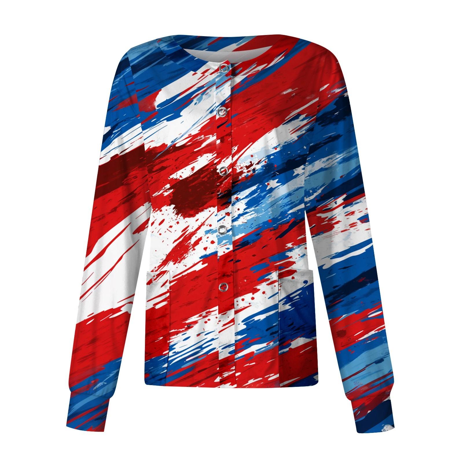 

Women s Casual Long Sleeve Single Breasted Christmas Printed Dry-nurse Top XXL червоний