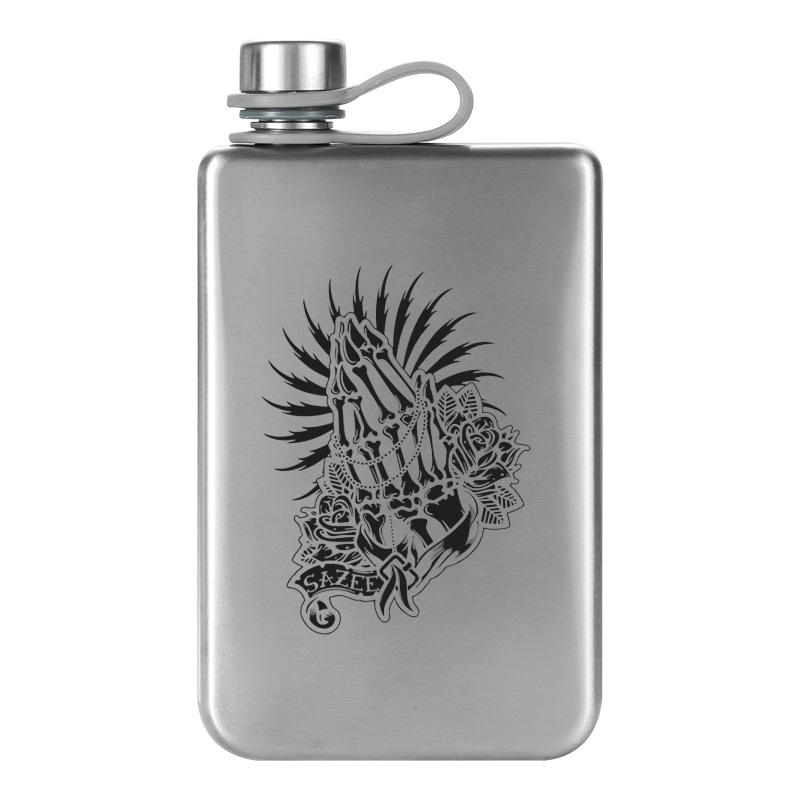 Silver Green Black White Whiskey Flask - Portable, Food Grade 304 Stainless Steel