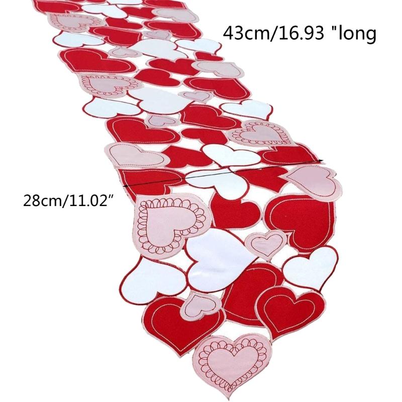 Valentines Day Table Cloth Heart Table Runner Polyester Reusable Supplies for Holiday New Year Birthday Party Home Decoration