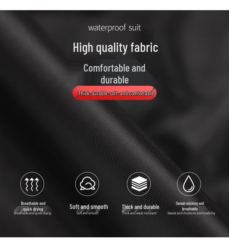 Men's Black Reflective Full-Body Raincoat and Pants Set for Motorcycle Riding