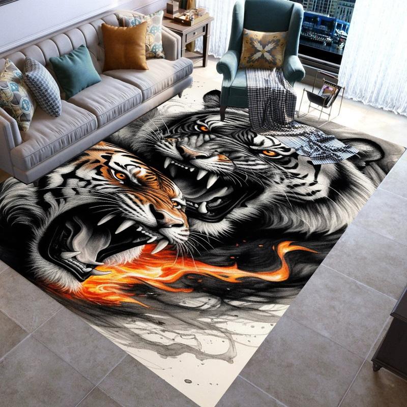 Large Area Rugs Non Slip Animal Tiger Pattern Carpet Living Room Sofa Kitchen Entrance Doormat Hallway Balcony Floor Mat