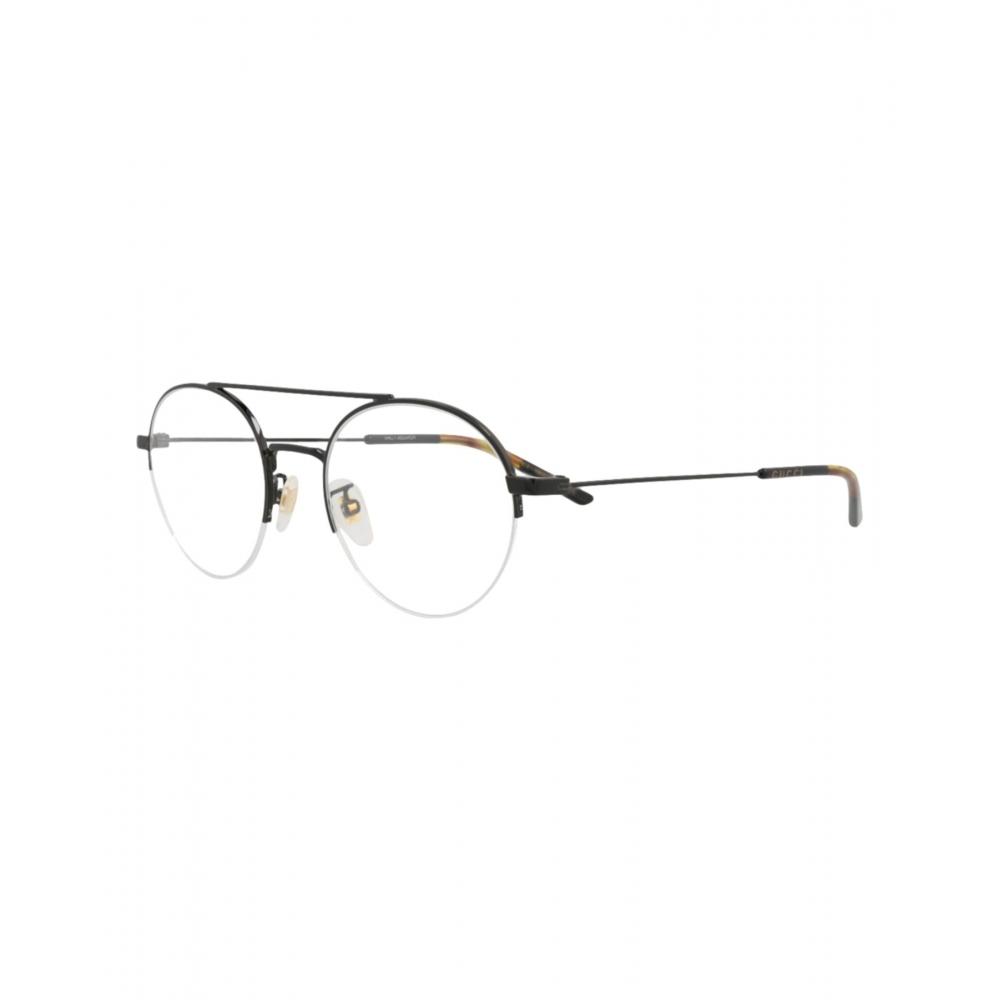 Gucci Round Frame Metal Optical Frames Black Black Transparent