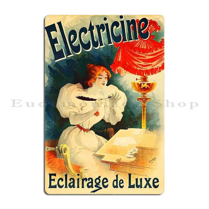 Electricine Eclairage De Luxe Metal Sign Design Designing Cinema Club Cinema Tin Sign Poster 20x30cm(7.8x11.8inch)