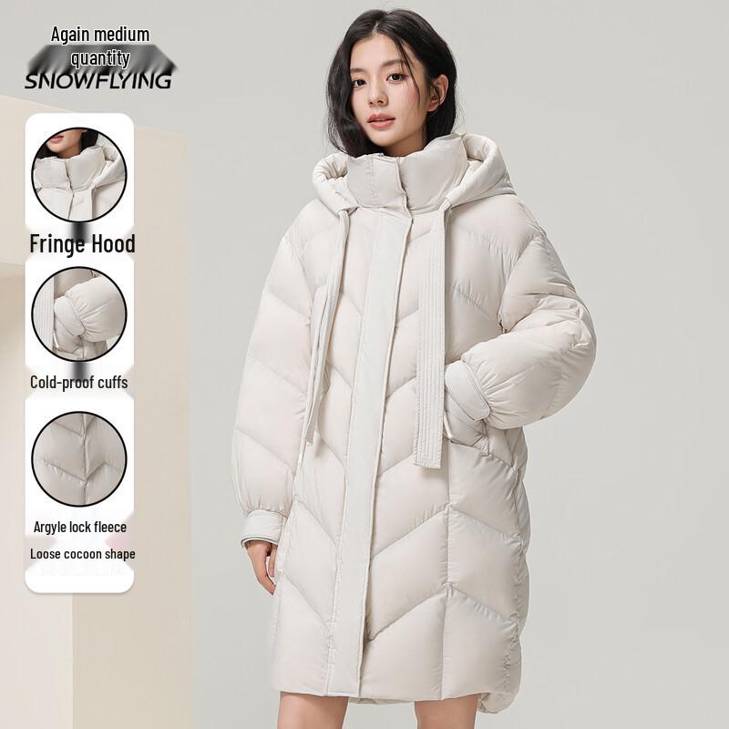 XueZhongFei Women's Hooded Mid-Length Down Jacket