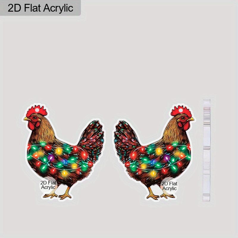 2D Flat 1Pair Christmas Festival Colorful String Hen Pattern Earring Christmas Jewelry for Women Female
