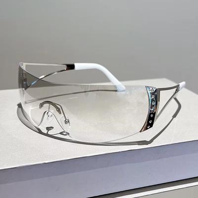 One Piece Rimless Y2k Sunglasses Women For Men Fashion Vintage Luxury Brand Designer Sun Glasses Popular Punk Sport Shades UV400