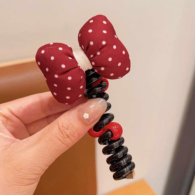 Red Polka Dot Hair Ties for Girls - Princess Baby Updo Ponytail Accessories