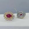 Sace Gems Earrings for Women 925 Sterling Silver 4*6MM Natural Ruby Stud Earrings Wedding Party Fine Jewelry