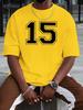 Varsity Number 15 Print Unisexs T Shirt Retro Sports Jersey Short Sleeve Crew Neck Cotton Tee Street Fashion Casual Daily Top