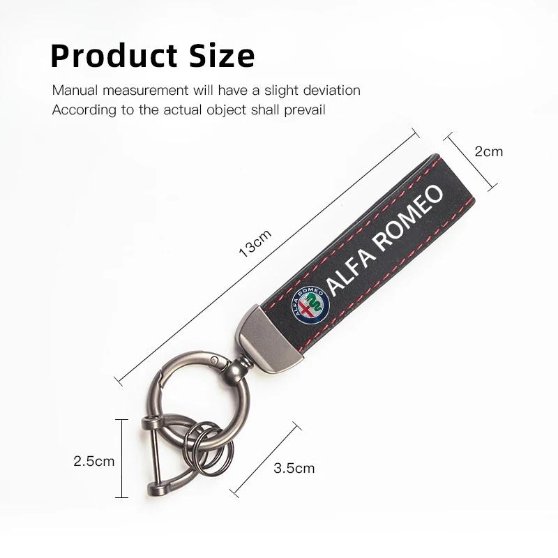 Car Stickers For Alfa Romeo Suede Leather Car Keychain Key Ring Car Emblem Accessories For Alfa Romeo 156 159 147 4C 8C 166 Giul