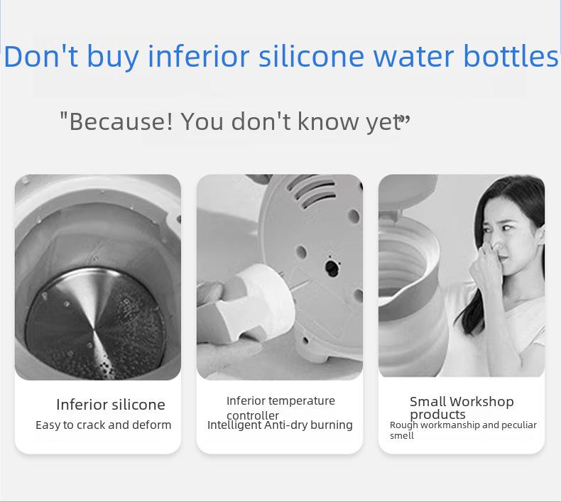 Fierbător electric pliabil și portabil din silicon cu oprire automată pentru călătorii