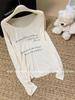 Damen Off-Shoulder Langarm T-Shirt mit Buchstabenaufdruck - Schlankmachend, Vielseitig, Sonnenschutz-Top