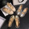 Hemp Woven Sole Belt Buckle Single Shoes Women's Genuine Leather 2025 New Thick Sole One-word Belt Shoes Small Height Increase Fisherman Shoes