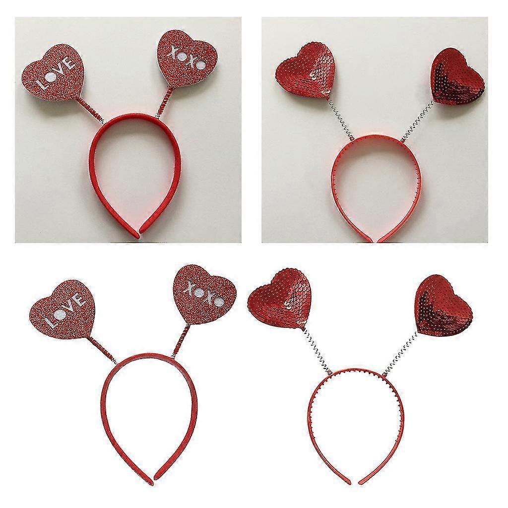 Valentines Day Headband Red Sequins Love Heart For Head Boppers Antenna Hair Hoop Holiday Festival Costume Party Props