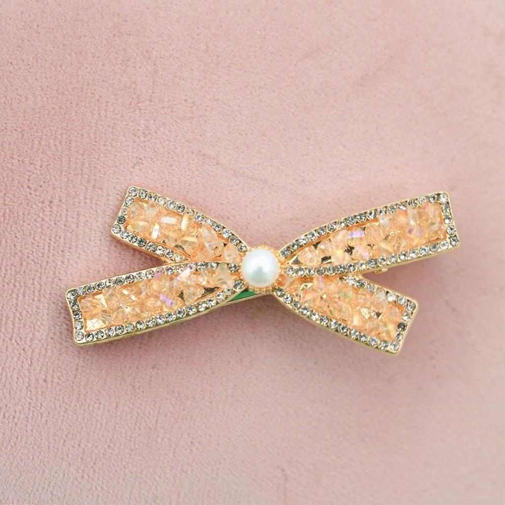 Luxury Crystal Bow Hairpin – Elegant Duckbill Clip for Women