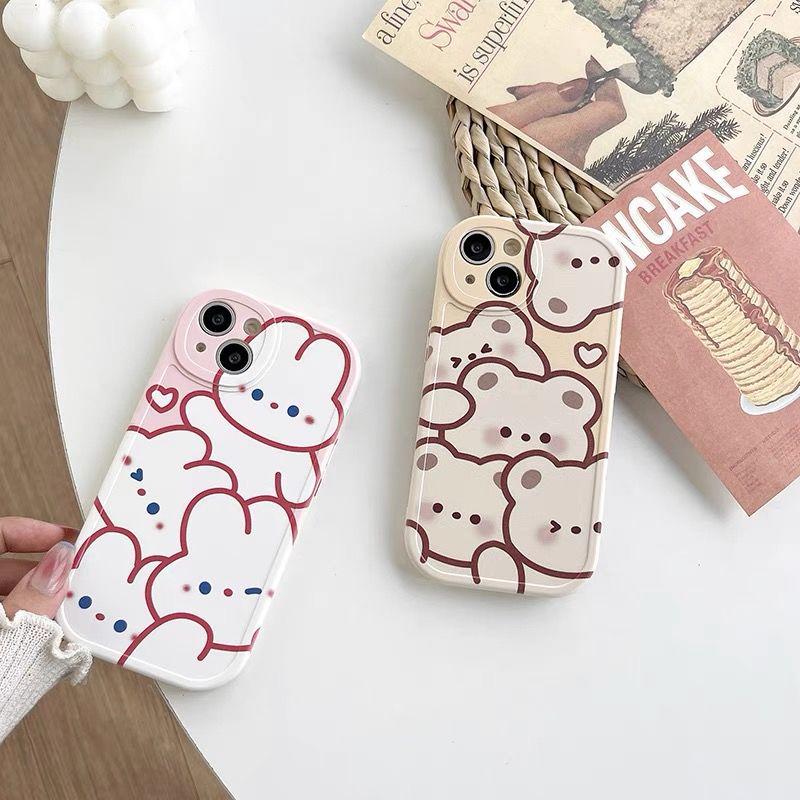 Full Screen Bear Bunny iPhone Case: Compatible with 14 Pro Max, 13, 12/11, XS/XR/X/678, Soft & All-Inclusive