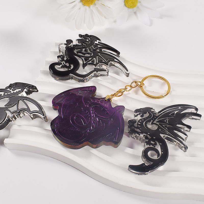 1 piece crystal glue flying dragon fire dragon pattern necklace keychain silicone mold diy jewelry pendant glue grinding