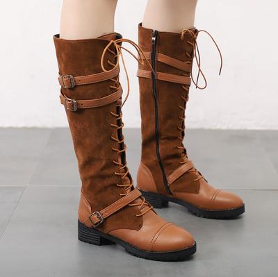 Boots Rome Style Knee High Boots Square Heel Zipper Short Plush Winter Female Shoes Size Botas Mujer Ghn789