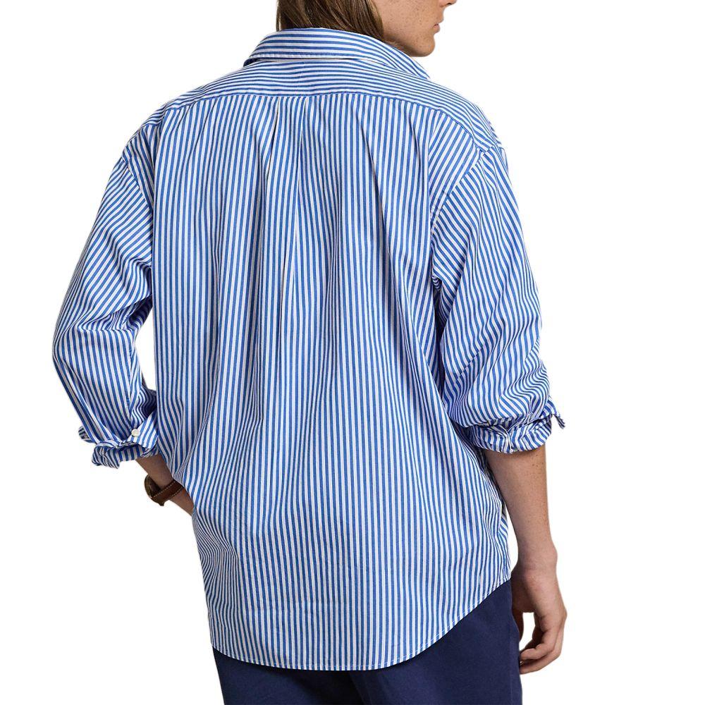 Polo Ralph Lauren FW24 Striped Single-Breasted Loose Long Sleeve Shirt Men Shirts Blue MNPOWOV16823656-400