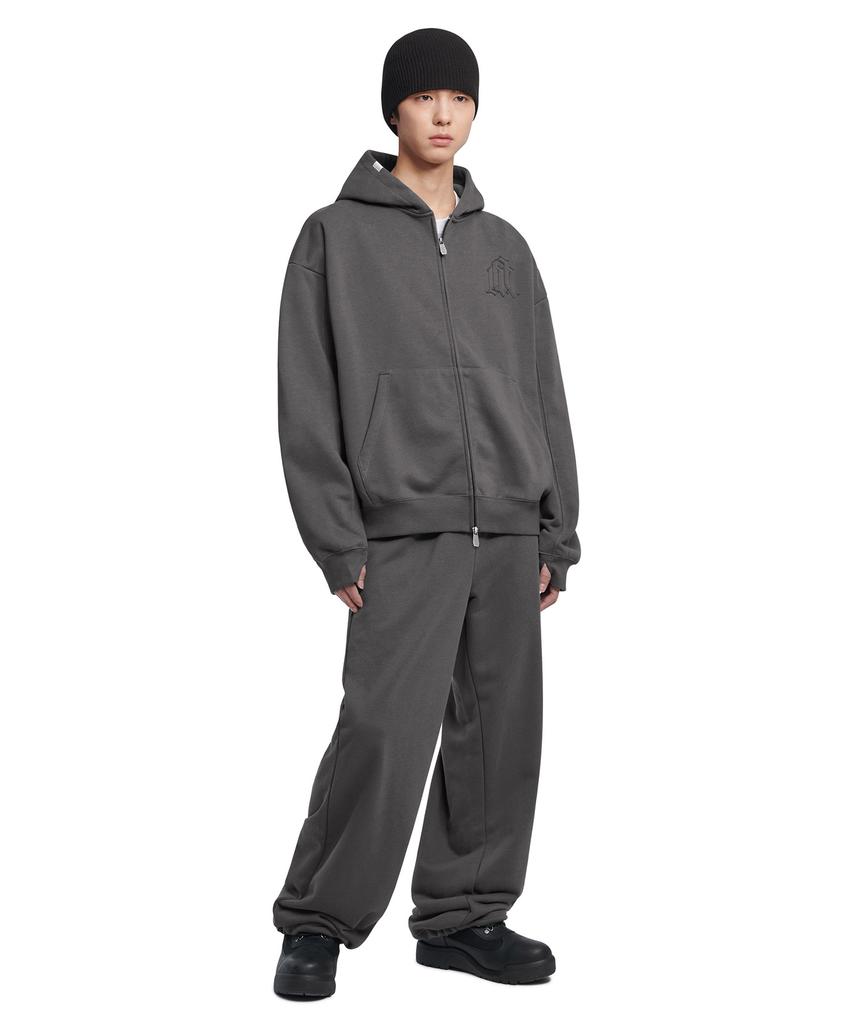 Nomanual Overlay Logo Hooded Zip-Up - Charcoal
