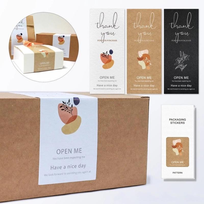 Pack of 50 White Retro Style Long Strip Rectangular Stickers