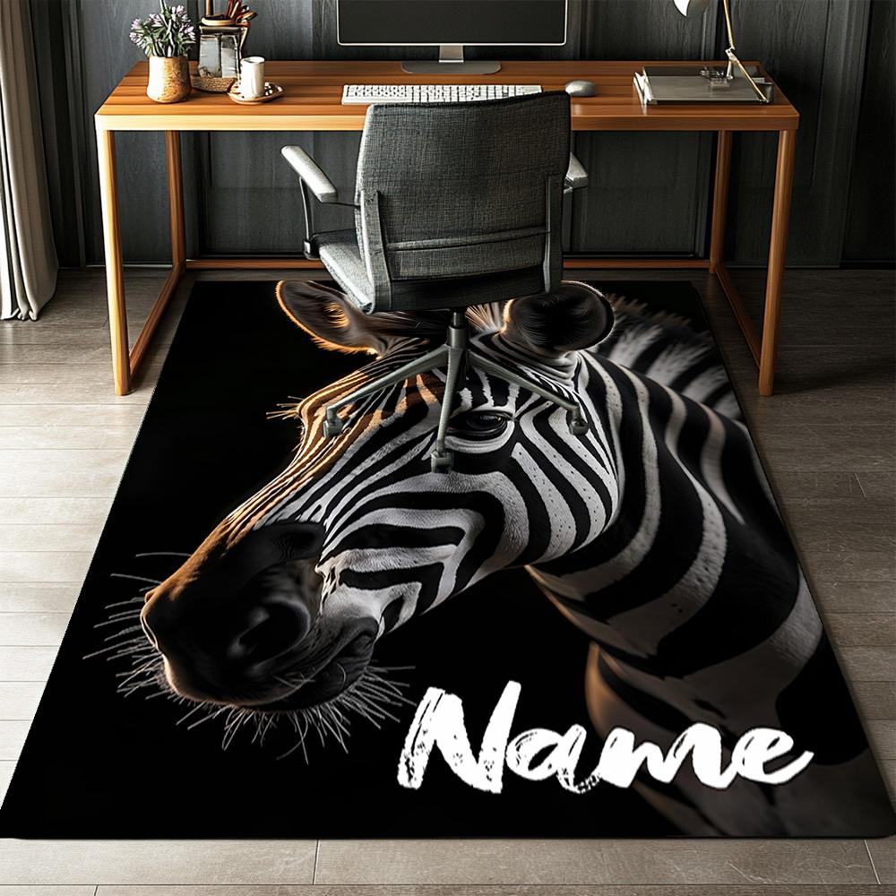 Custom Name LNTB002260915X1004==Zebra Printed Carpet,Rug for Office Chair Living Room Bedroom Kitchen Room Decor Gifts.