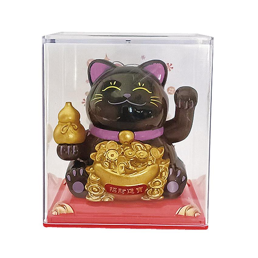 Y Solar Fortune Cat Waving Hand Ornament: Light-Powered Decor for Car, Living Room, or Office Desk