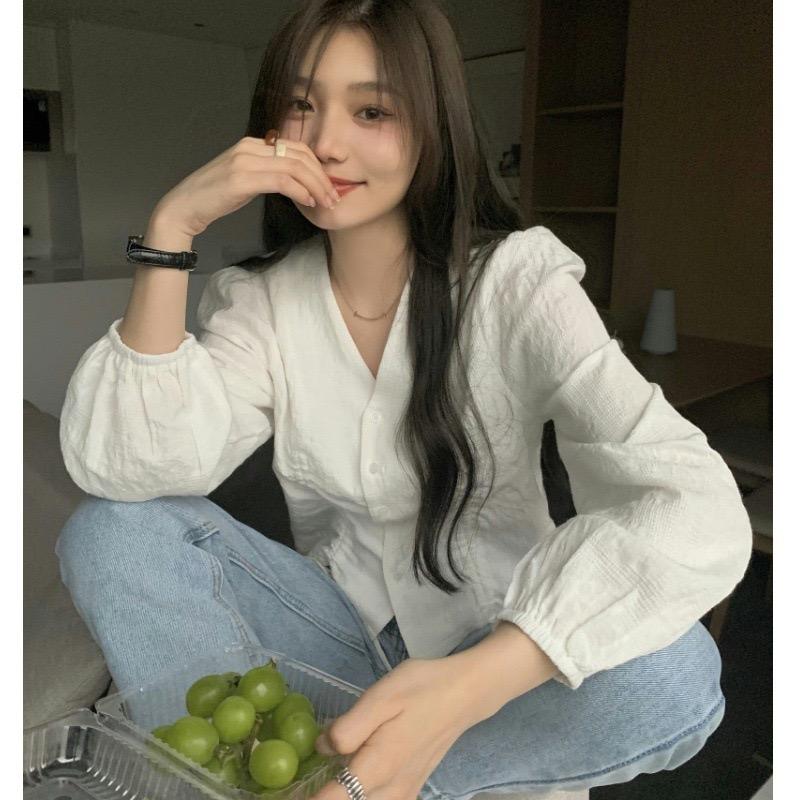Fashion A-Line Women Blouse V-Neck Drawstring Waist Long Sleeve Shirt Lady Elegant Spring Tops