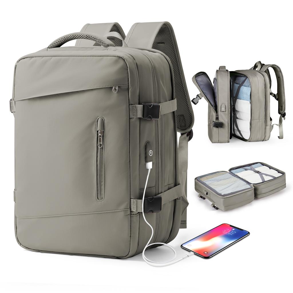 Large Travel Backpack for Men 40L Expandable Women Backpack, Hand Luggage Waterproof Backpack with USB Outdoor Hiking Backpack