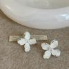 French Style White Flower Pearl Earrings Women Elegant Minimalist Trendy All-match Jewelry