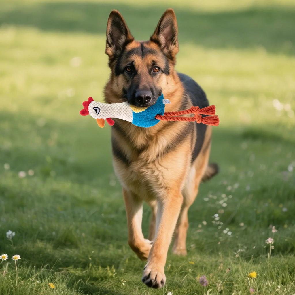 Interactive Plush Squeaky Toy, Chicken-shaped, Suitable For All Dogs As A Teething And Chewing Toy