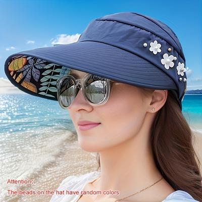Sonnenhut für Damen mit breiter Krempe, faltbarer Sommer-Strandhut, UV-Schutz, Reisehut